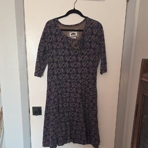 Effie's Heart Navy and Cream Patterned Dress